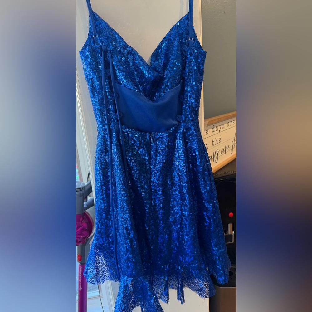 Lucy in the Sky Blue Sequin Mini Dress - Picture 3 of 5